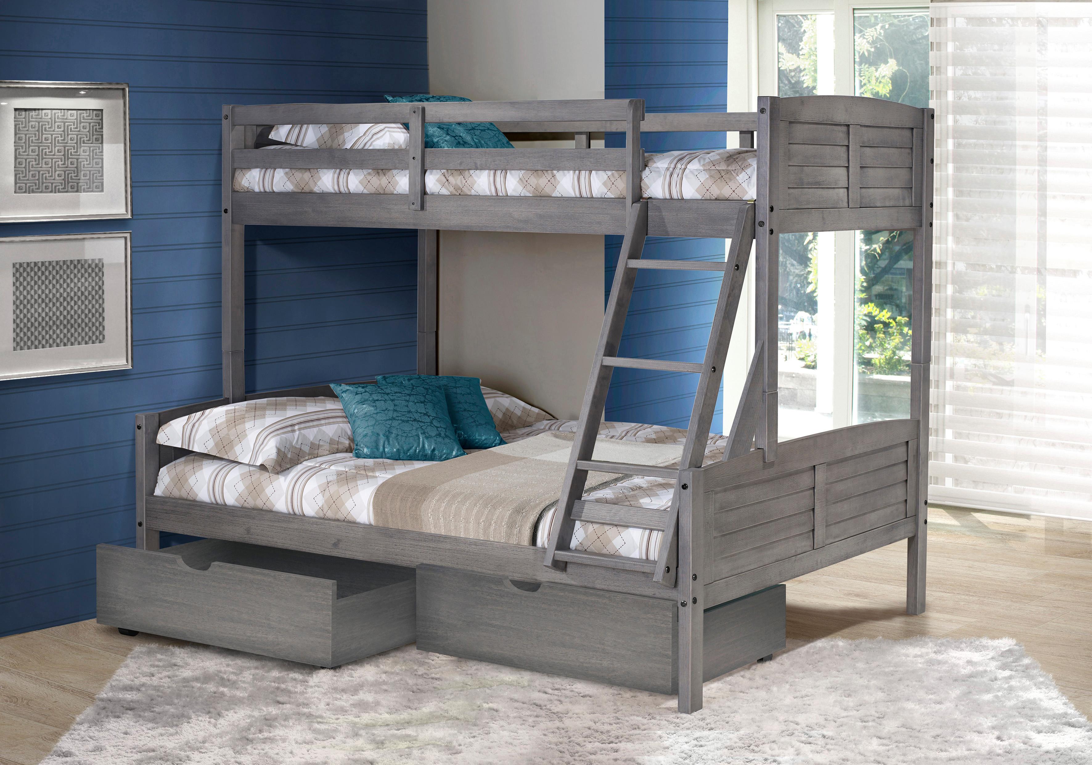 Rent to Own Donco Twin over Full Bunk Bed Antique Grey with Drawers at Aaron's today!